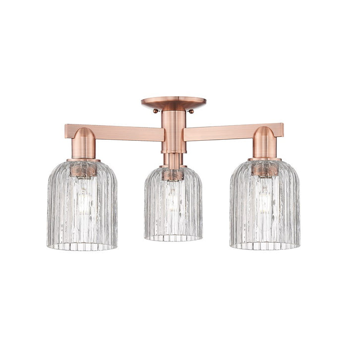 Innovations Bridal Veil 3Lt 23" Semi-Flush, Copper/Clear - 716-3F-AC-G559-5CL