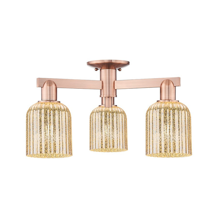 Innovations Bridal Veil 3Lt 23" Semi-Flush, Copper/Mercury - 716-3F-AC-G559-5ME