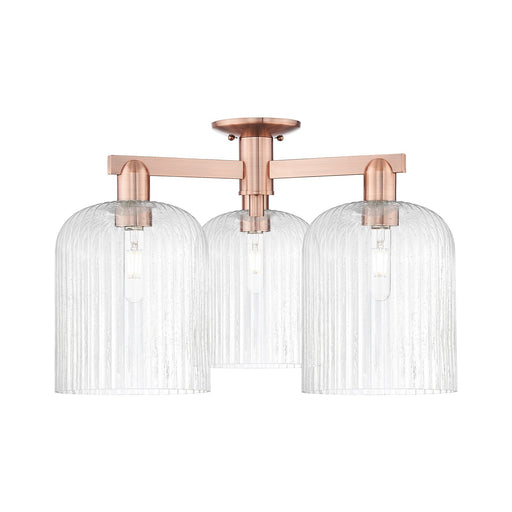 Innovations Bridal Veil 26in 3-Light Semi-Flush Mount | Industrial Antique Copper Steel and Seedy Bell Glass | Entryway & | Model 716-3F-AC-G559-8SDY