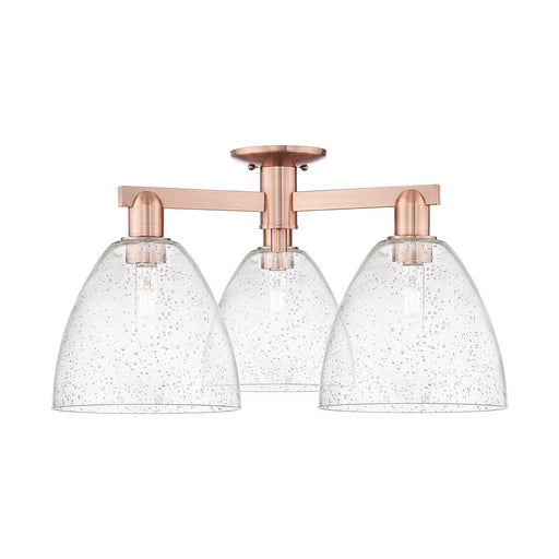 Innovations Bristol 27in 3-Light Semi-Flush Mount | Industrial Antique Copper Steel and Seedy Glass | Entryway & Hallway | 26.5 x | Model 716-3F-AC-GBD-94