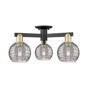 Innovations Athens Deco Swirl 3Lt 23" Semi-Flush, BKBS/SM - 716-3F-BAB-G1213-6SM