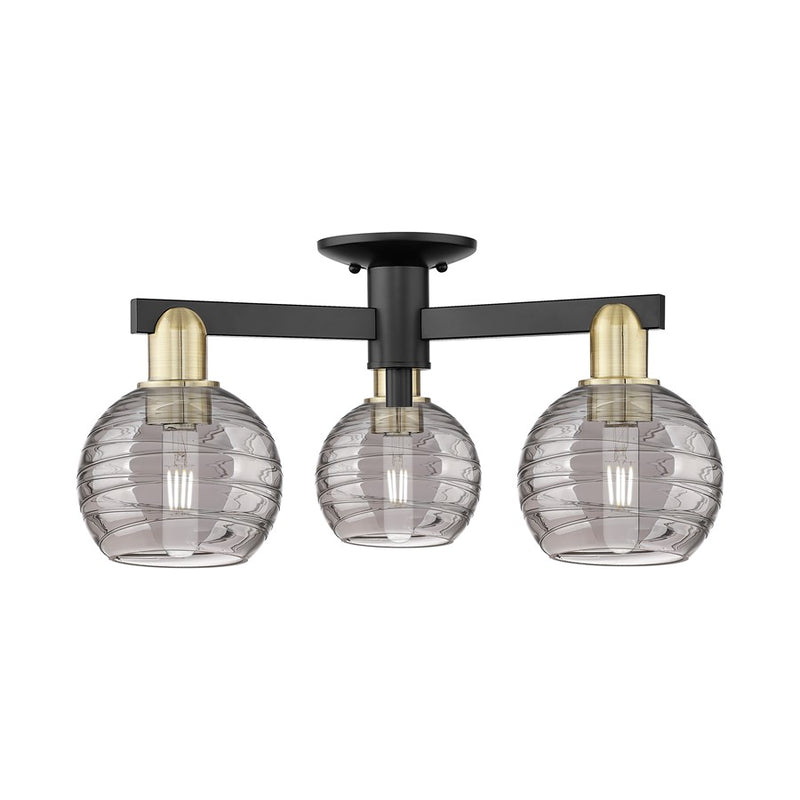 Innovations Athens Deco Swirl 3Lt 23" Semi-Flush, BKBS/SM - 716-3F-BAB-G1213-6SM