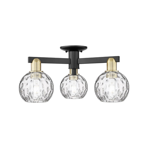 Innovations Athens Water Glass 24in 3-Light Semi-Flush Mount | Industrial Black Antique Brass Steel and Clear Water Glass | Model 716-3F-BAB-G1215-6