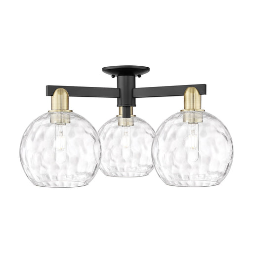 Innovations Athens Water Glass 26in 3-Light Semi-Flush Mount | Industrial Black Antique Brass and Clear Glass | Kitchen & | Model 716-3F-BAB-G1215-8