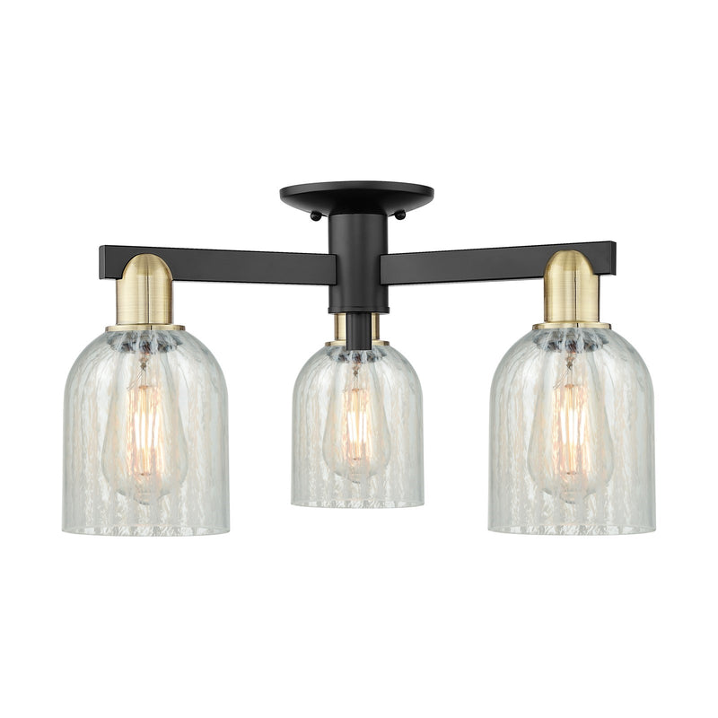 Innovations Caledonia 23in 3-Light Semi-Flush Mount | Industrial Black Antique Brass and Mouchette Glass | Entryway & Hallway | Model 716-3F-BAB-G2511