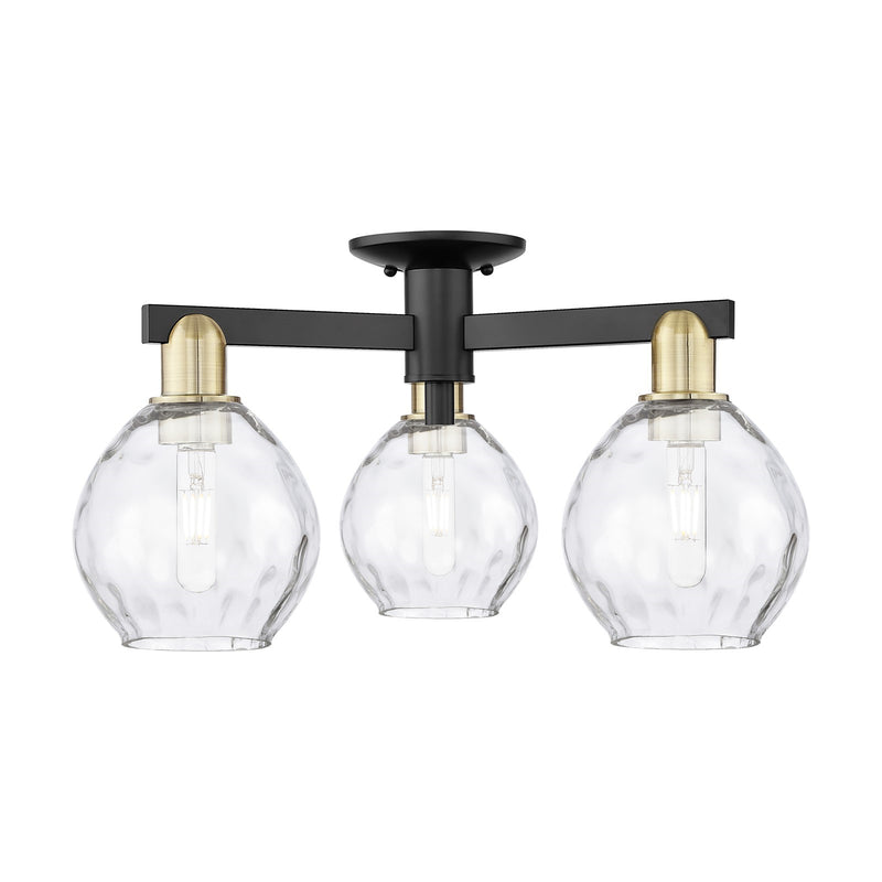 Innovations Waverly 24in 3-Light Semi-Flush Mount | Industrial Black Antique Brass and Clear Glass | Kitchen & Hallway | 23.5 x | Model 716-3F-BAB-G362