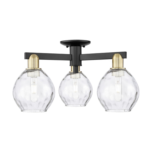 Innovations Waverly 24in 3-Light Semi-Flush Mount | Industrial Black Antique Brass and Clear Glass | Kitchen & Hallway | 23.5 x | Model 716-3F-BAB-G362
