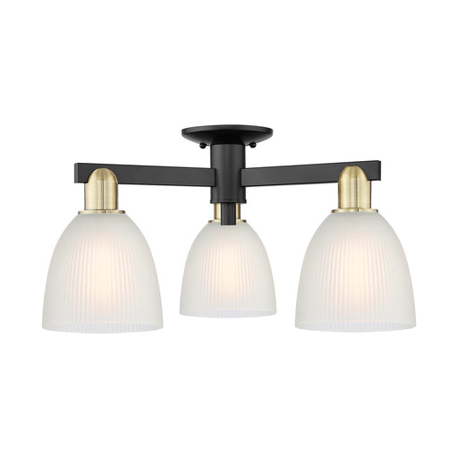 Innovations Castile 24in 3-Light Semi-Flush Mount | Industrial Black Antique Brass and White Glass | Kitchen & Hallway | 23.5 x | Model 716-3F-BAB-G381