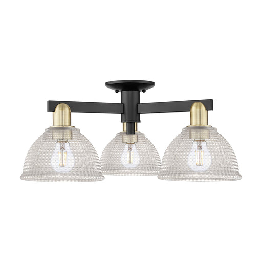 Innovations Arietta 26in 3-Light Semi-Flush Mount | Industrial Black Antique Brass Steel and Clear Glass | Living Room, Bedroom & | Model 716-3F-BAB-G422