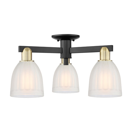 Innovations Brookfield 23in 3-Light Semi-Flush Mount | Industrial Black Antique Brass and White Frosted Ribbed Glass | Entryway & | Model 716-3F-BAB-G441