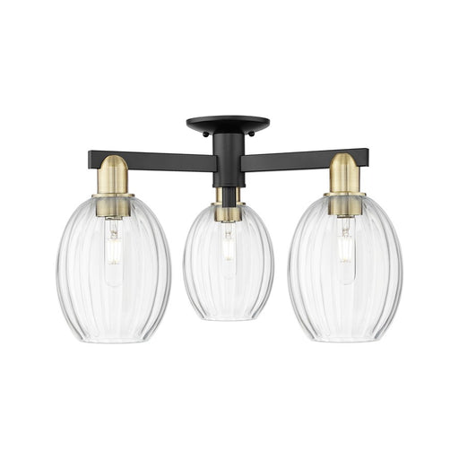 Innovations Preston 3Lt 24" Bulb Semi-Flush, BKBS/Clear - 716-3F-BAB-G459-6CL
