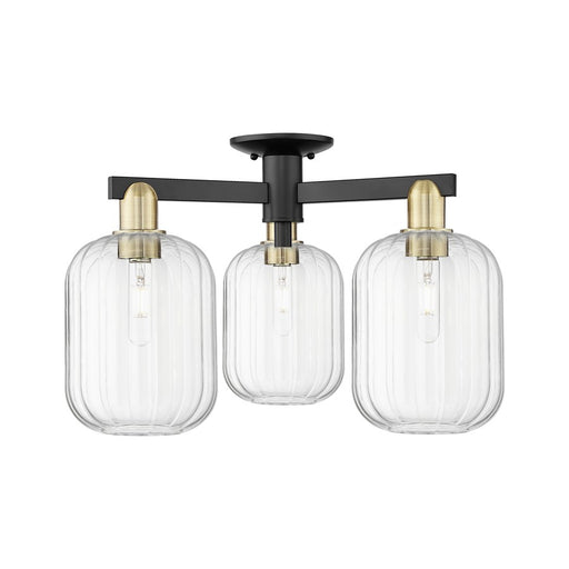 Innovations Preston 3Lt 24" Jar Semi-Flush, BKBS/Clear - 716-3F-BAB-G460-7CL