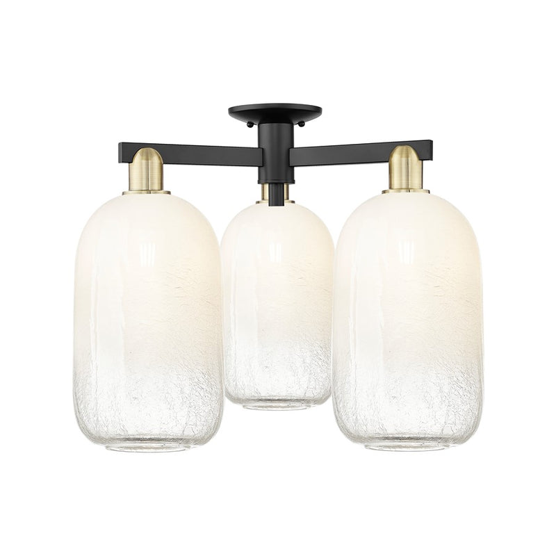 Innovations Brookhaven Cloche 3Lt 25" Semi-Flush, BKS/OP - 716-3F-BAB-G482-7OP