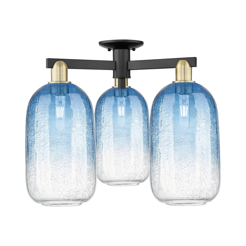 Innovations Brookhaven Cloche 3Lt 25" Semi-Flush, BKBS/SB - 716-3F-BAB-G482-7SB
