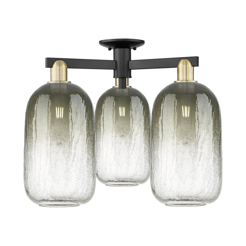 Innovations BH Cloche 3Lt 25" Semi-Flush, BKBS/Slate - 716-3F-BAB-G482-7SL
