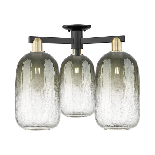 Innovations BH Cloche 3Lt 25" Semi-Flush, BKBS/Slate - 716-3F-BAB-G482-7SL