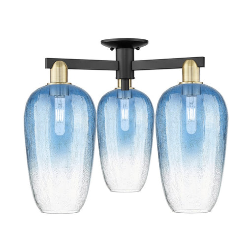 Innovations Brookhaven Flute 3Lt 25" Semi-Flush, BKBS/SB - 716-3F-BAB-G484-7SB