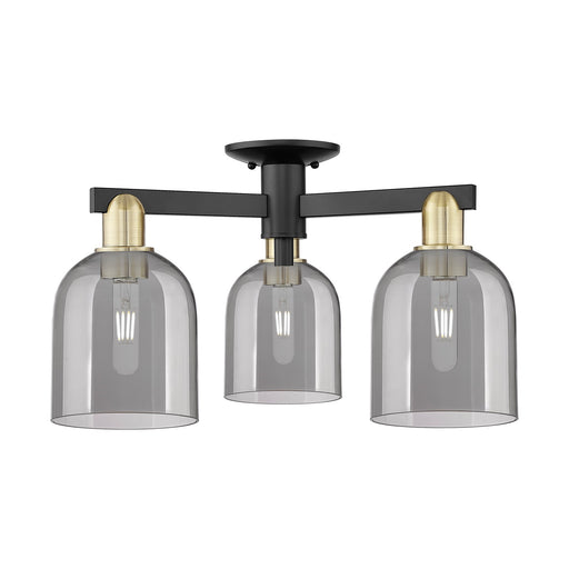 Innovations Bella 23in 3-Light Semi-Flush Mount | Industrial Black Antique Brass and Light Smoke Glass | Kitchen & Hallway | Model 716-3F-BAB-G558-6SM