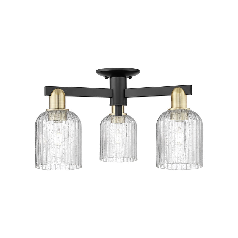 Innovations Bridal Veil 22.5in 3-Light Semi-Flush Mount | Industrial Black Antique Brass and Seedy Glass | Entryway & Hallway | Model 716-3F-BAB-G559-5SDY