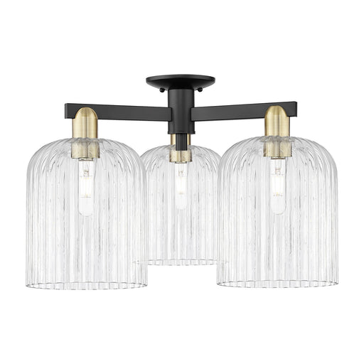 Innovations Bridal Veil 26in 3-Light Semi-Flush Mount | Industrial Black Antique Brass and Clear Ribbed Glass | Kitchen & | Model 716-3F-BAB-G559-8CL