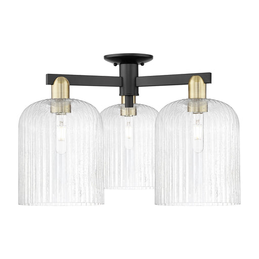 Innovations Bridal Veil 26in 3-Light Semi-Flush Mount | Industrial Black Antique Brass Steel and Seedy Glass | Entryway & | Model 716-3F-BAB-G559-8SDY