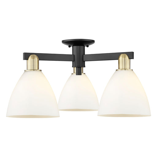 Innovations Bristol 25in 3-Light Semi-Flush Mount | Industrial Black Antique Brass Steel and Matte White Glass | Kitchen & | Model 716-3F-BAB-GBD-751