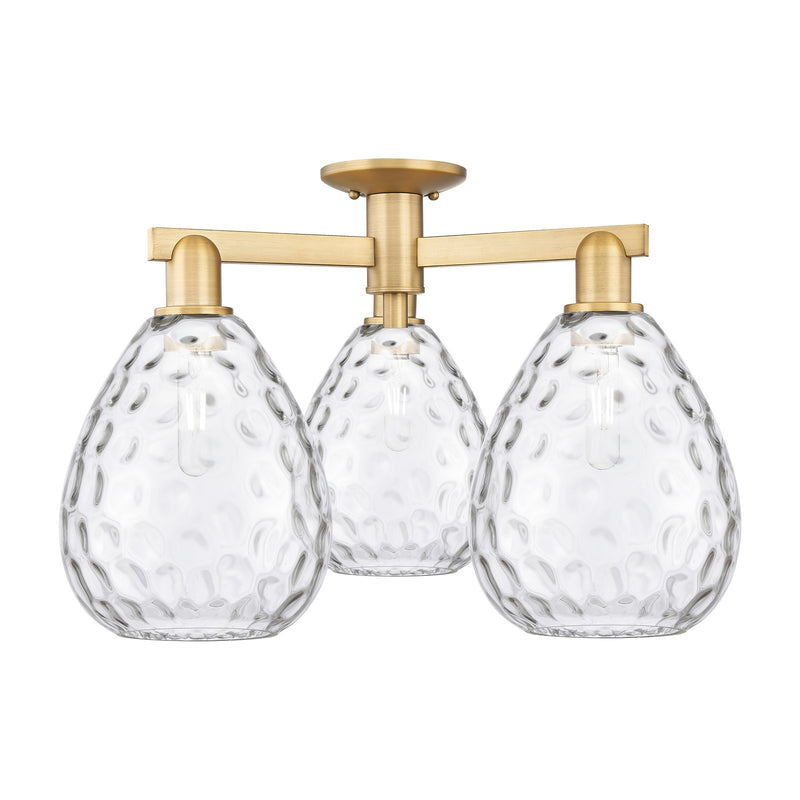 Innovations Waverly 26in 3-Light Semi-Flush Mount | Industrial Brushed Brass Steel and Clear Glass | Entryway & Hallway | 25.5 x | Model 716-3F-BB-G372
