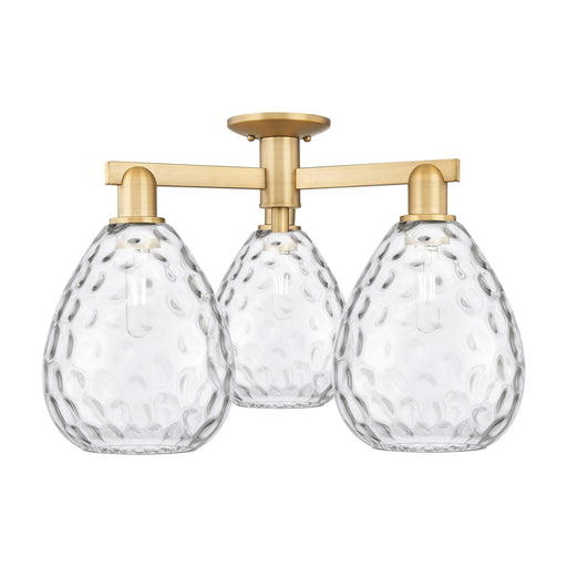 Innovations Waverly 26in 3-Light Semi-Flush Mount | Industrial Brushed Brass Steel and Clear Glass | Entryway & Hallway | 25.5 x | Model 716-3F-BB-G372
