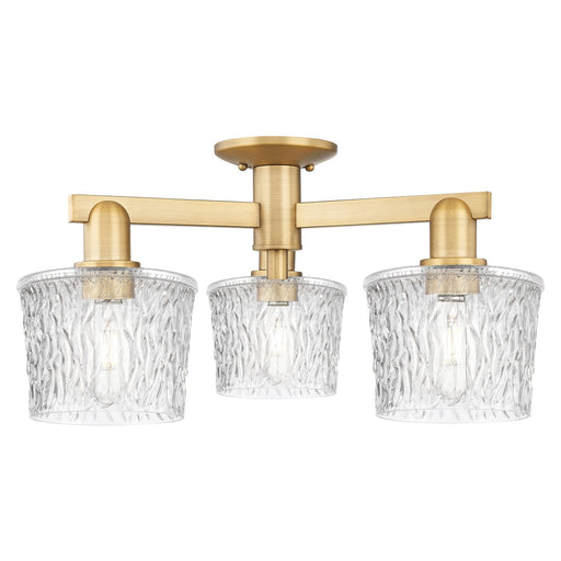Innovations Niagara 24in 3-Light Semi-Flush Mount | Industrial Brushed Brass Steel and Clear Glass | Kitchen & Hallway | 24 x 24 x | Model 716-3F-BB-G402