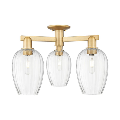 Innovations Preston 3Lt 24" Flute Semi-Flush, BB/Clear - 716-3F-BB-G457-6CL