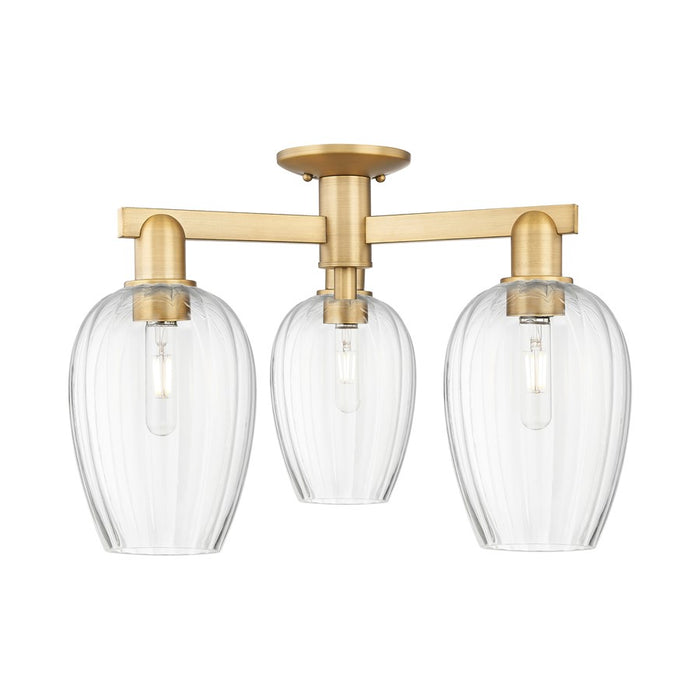 Innovations Preston 3Lt 24" Flute Semi-Flush, BB/Clear - 716-3F-BB-G457-6CL
