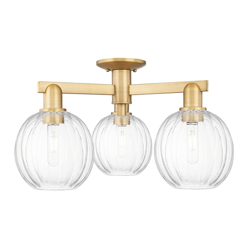 Innovations Preston 3Lt 25" Globe Semi-Flush, BB/Clear - 716-3F-BB-G458-7CL