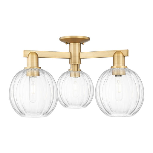 Innovations Preston 3Lt 25" Globe Semi-Flush, BB/Clear - 716-3F-BB-G458-7CL