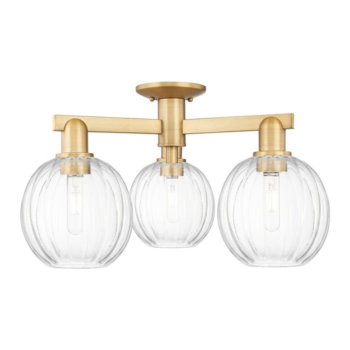 Innovations Preston 3Lt 25" Globe Semi-Flush, BB/Clear - 716-3F-BB-G458-7CL