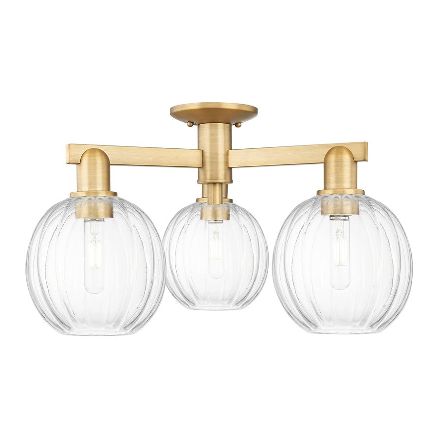 Innovations Preston 3Lt 25" Globe Semi-Flush, BB/Clear - 716-3F-BB-G458-7CL