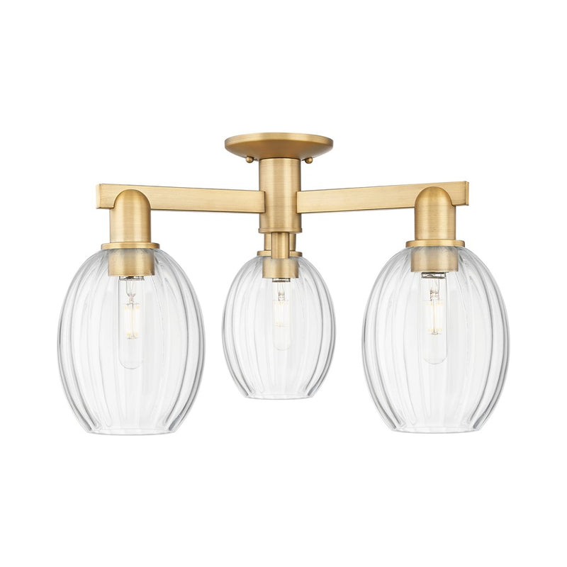 Innovations Preston 3Lt 24" Bulb Semi-Flush, BB/Clear - 716-3F-BB-G459-6CL