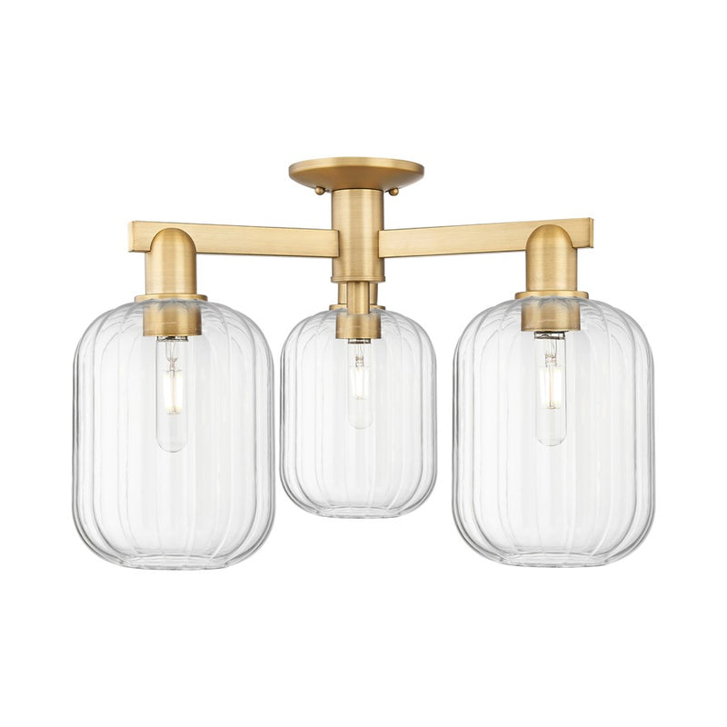Innovations Preston 3Lt 24" Jar Semi-Flush, BB/Clear - 716-3F-BB-G460-7CL