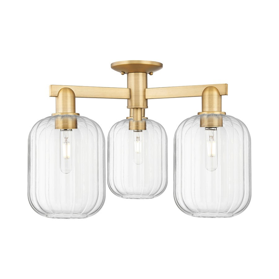 Innovations Preston 3Lt 24" Jar Semi-Flush, BB/Clear - 716-3F-BB-G460-7CL