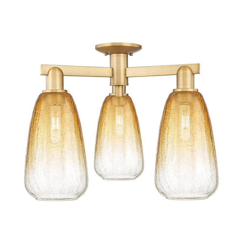 Innovations Brookhaven Almond 3Lt 24" Semi-Flush, BB/Amber - 716-3F-BB-G480-6AM