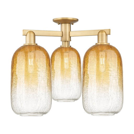 Innovations Brookhaven Cloche 3Lt 25" Semi-Flush, BB/Amber - 716-3F-BB-G482-7AM