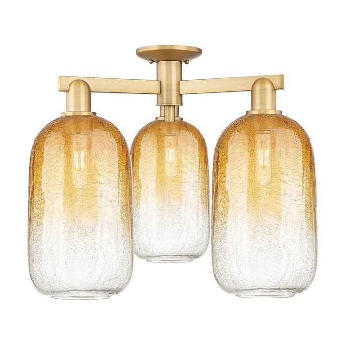 Innovations Brookhaven Cloche 3Lt 25" Semi-Flush, BB/Amber - 716-3F-BB-G482-7AM