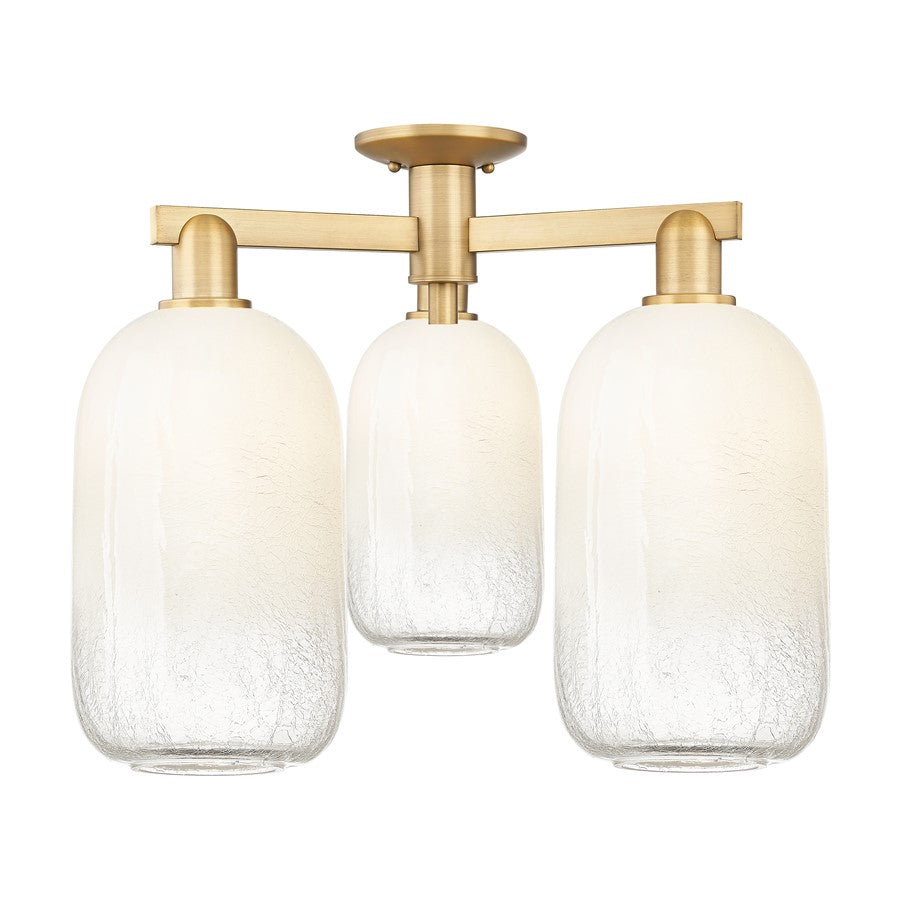 Innovations Brookhaven Cloche 3Lt 25" Semi-Flush, BB/Opal - 716-3F-BB-G482-7OP