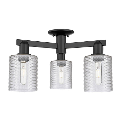 Innovations Cobbleskill 23in 3-Light Semi-Flush Mount | Industrial Matte Black Steel and Clear Glass | Kitchen & Hallway | 22.5 x | Model 716-3F-BK-G112