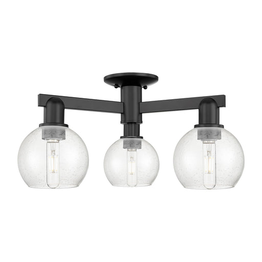 Innovations Athens 23in 3-Light Semi-Flush Mount | Industrial Matte Black Steel and Seedy Glass | Entryway & Hallway | 23.38 x | Model 716-3F-BK-G124-6