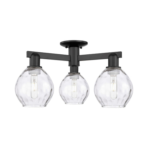 Innovations Waverly 24in 3-Light Semi-Flush Mount | Industrial Matte Black Steel and Clear Glass | Living Room & Entryway | 23.5 x | Model 716-3F-BK-G362