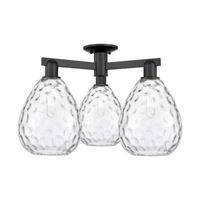 Innovations Waverly 26in 3-Light Semi-Flush Mount | Industrial Matte Black Steel and Clear Glass | Entryway & Hallway | 25.5 x | Model 716-3F-BK-G372