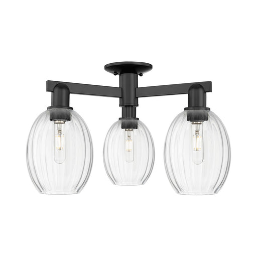 Innovations Preston 3Lt 24" Bulb Semi-Flush, Black/Clear - 716-3F-BK-G459-6CL