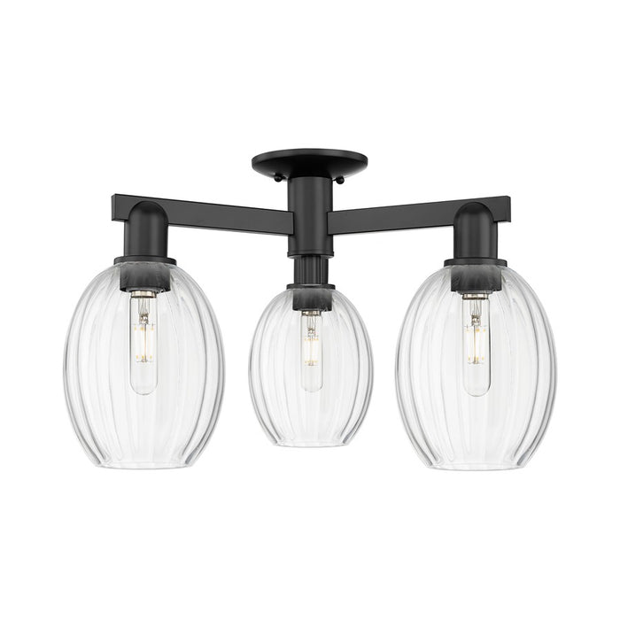Innovations Preston 3Lt 24" Bulb Semi-Flush, Black/Clear - 716-3F-BK-G459-6CL