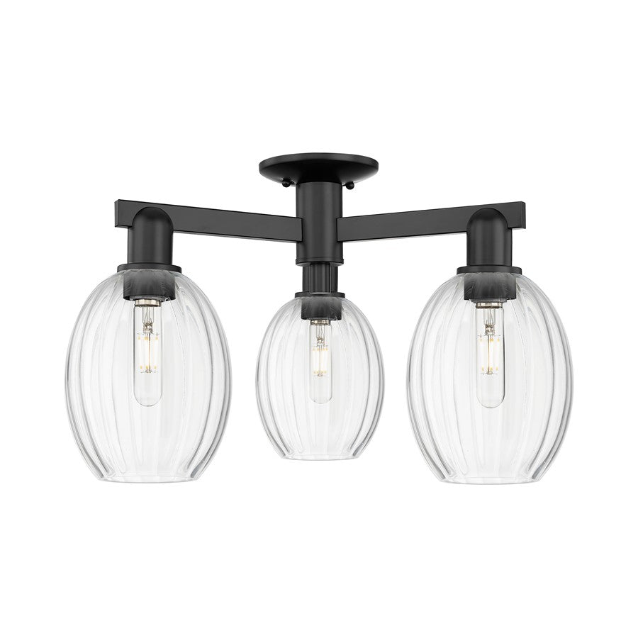 Innovations Preston 3Lt 24" Bulb Semi-Flush, Black/Clear - 716-3F-BK-G459-6CL