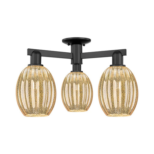 Innovations Preston 3Lt 24" Bulb Semi-Flush, Black/Mercury - 716-3F-BK-G459-6ME